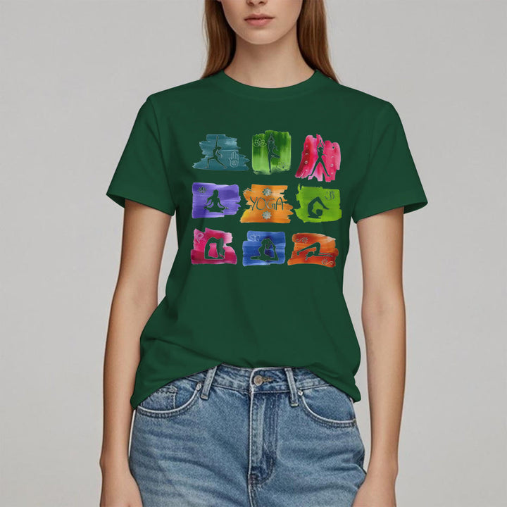 Maglietta con stampa colorata "Posizioni yoga Olivenorma " - image 19