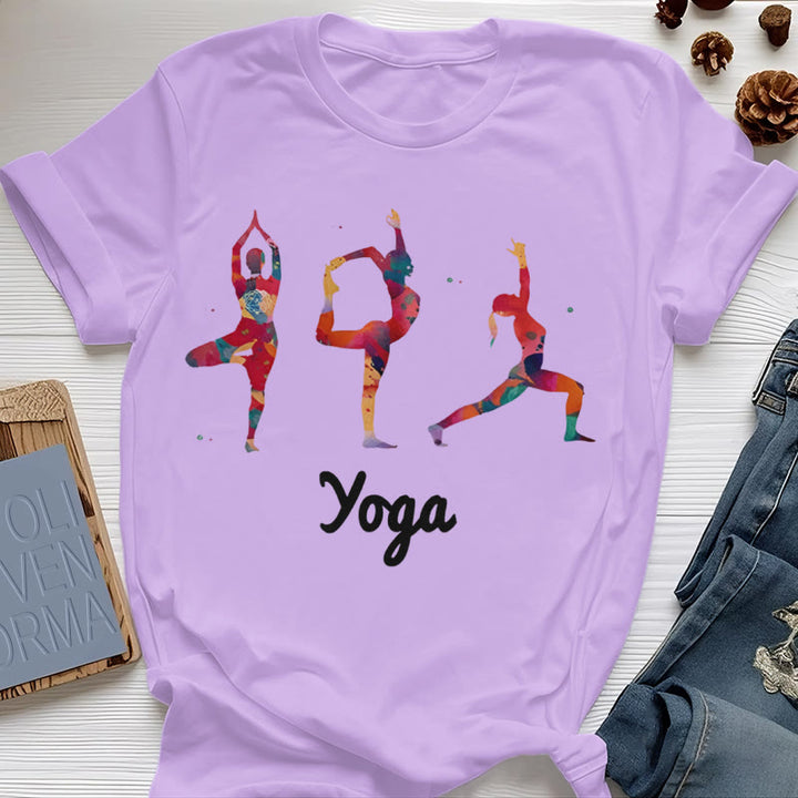 Olivenorma Yoga Poses - T-shirt da donna con stampa colorata