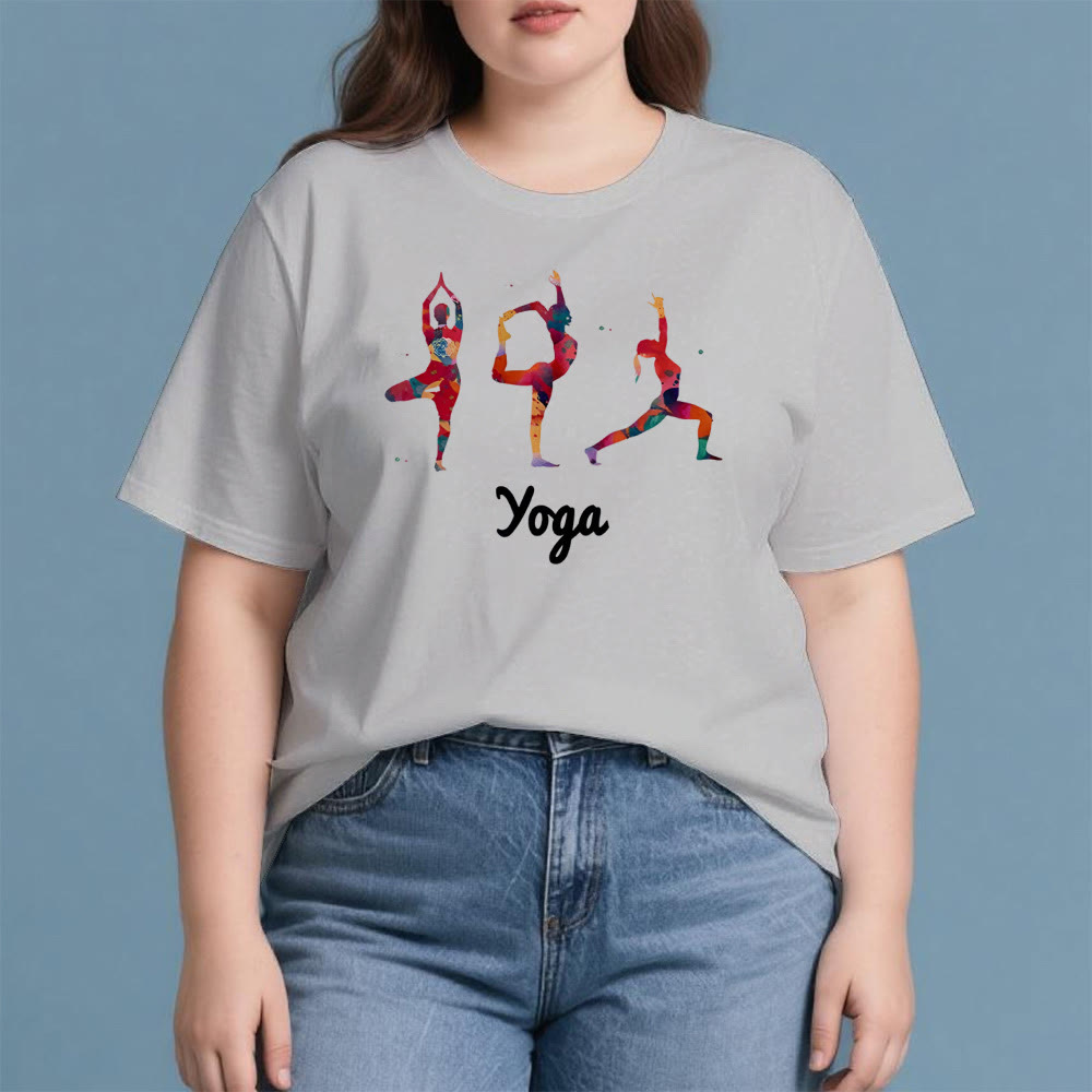 Olivenorma Yoga Poses - T-shirt da donna con stampa colorata
