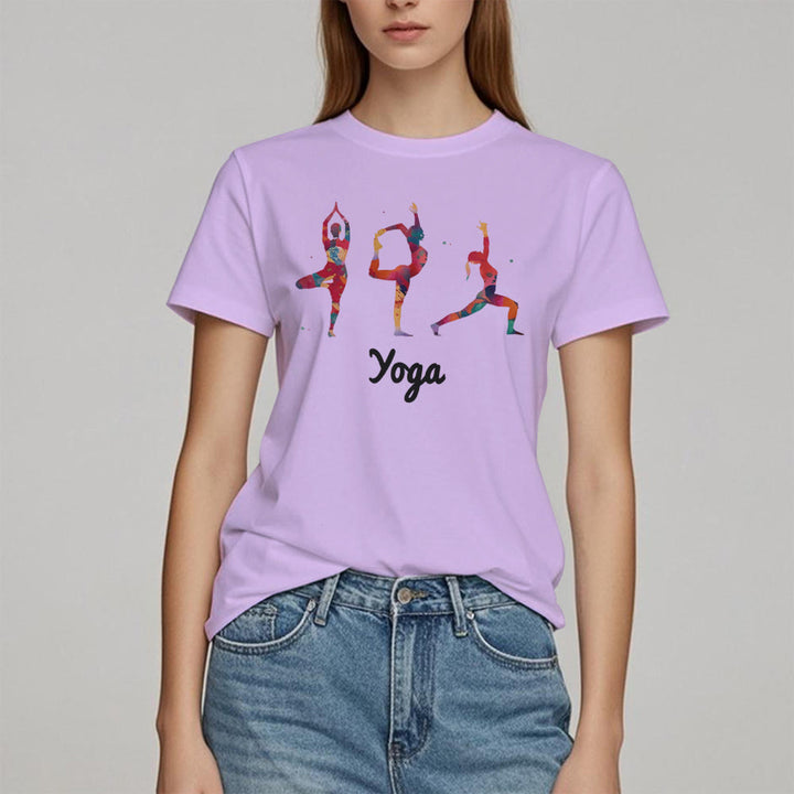 Olivenorma Yoga Poses - T-shirt da donna con stampa colorata