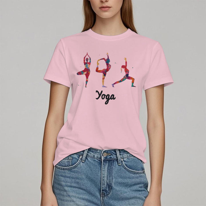 Olivenorma Yoga Poses - T-shirt da donna con stampa colorata