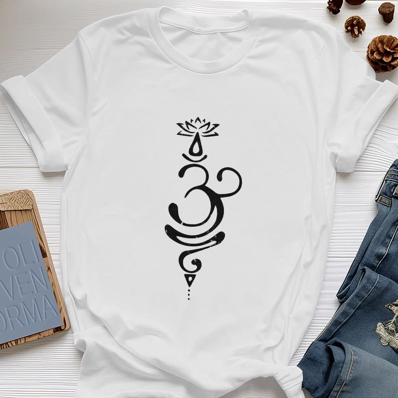 T-shirt Olivenorma OM Lotus Chakra Symbol