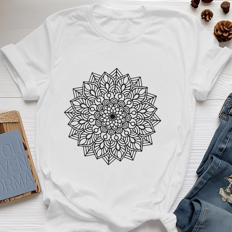 Maglietta Olivenorma Flower Mandala Lotus - Bianco - 2XL - image 0