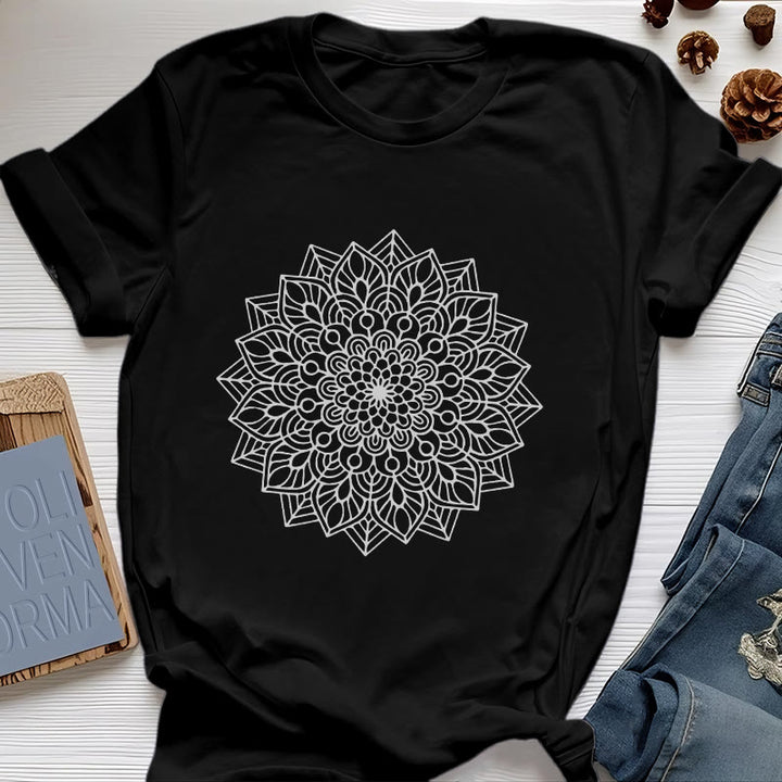 Maglietta Olivenorma Flower Mandala Lotus - Nero - 2XL - image 6