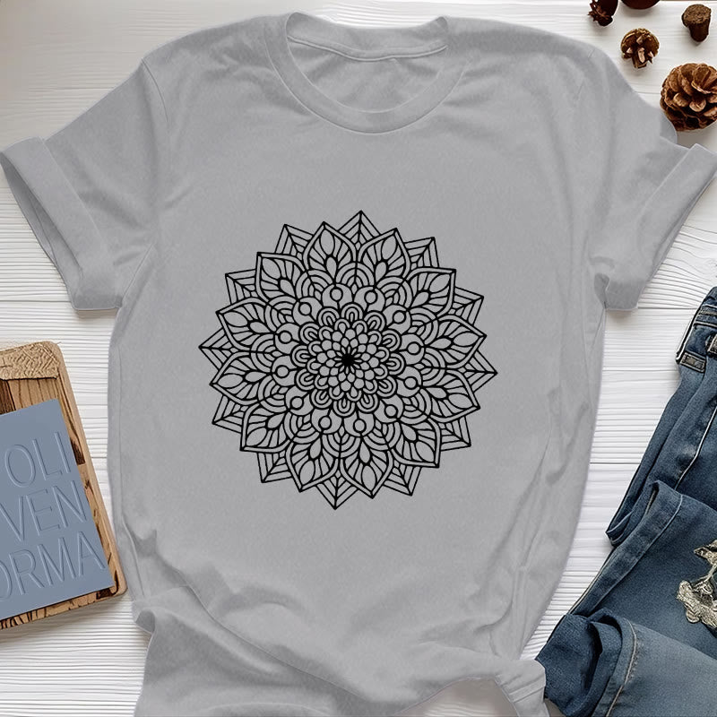 Maglietta Olivenorma Flower Mandala Lotus - Grigio - 2XL - image 9