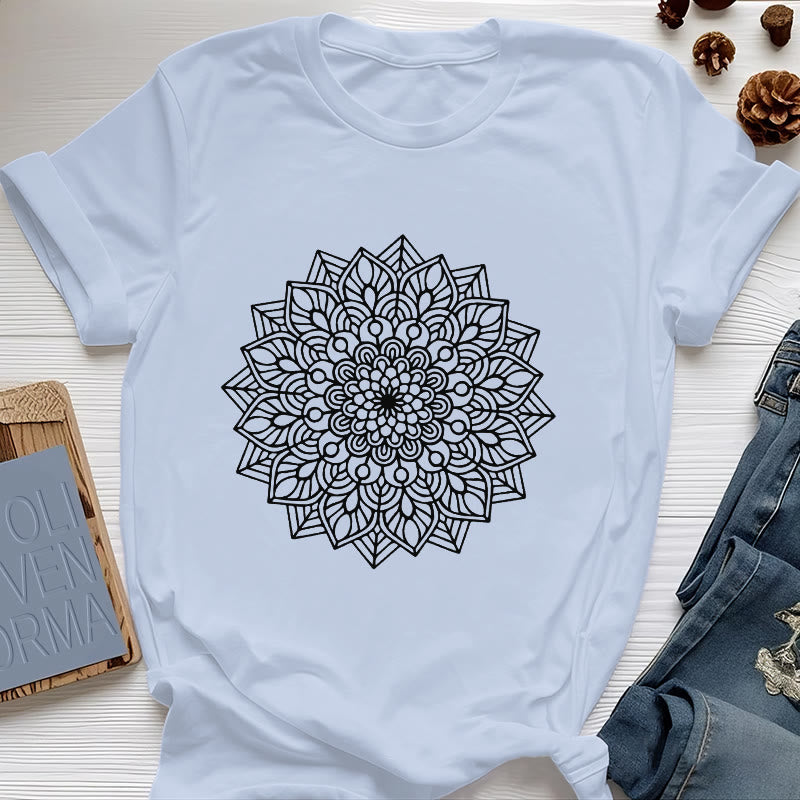 Maglietta Olivenorma Flower Mandala Lotus - Blu - 2XL - image 15
