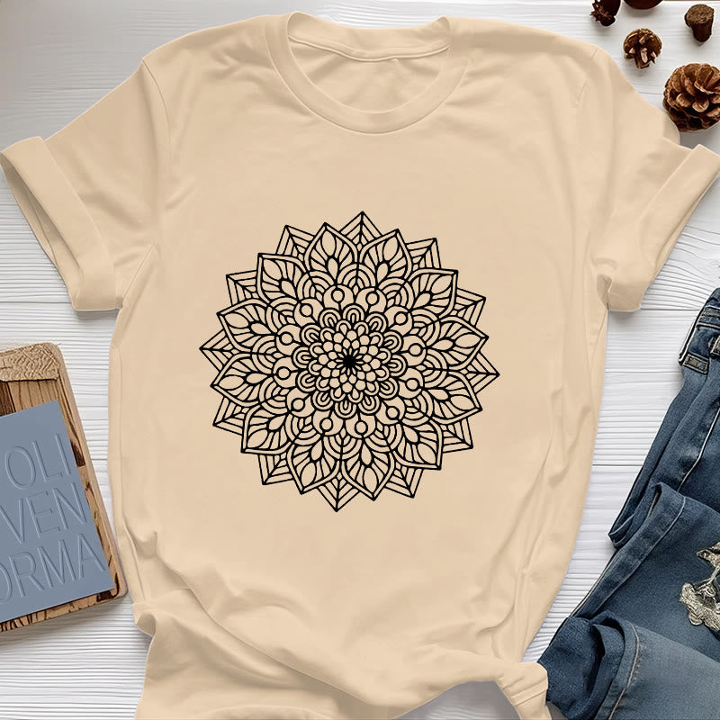 Maglietta Olivenorma Flower Mandala Lotus - Giallo - 2XL - image 12