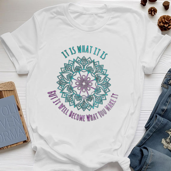 Olivenorma con citazione mandala "It Is What It Is" di Olivenorma