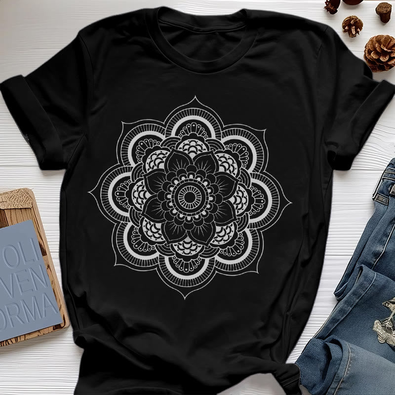Maglietta Olivenorma Mandala Lotus - Nero - 2XL - image 8