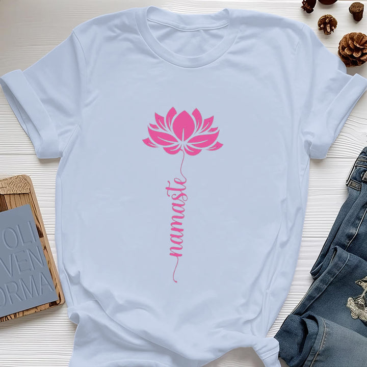 T-shirt in cotone Olivenorma Namaste Lotus Yoga - Blu - 2XL - image 10