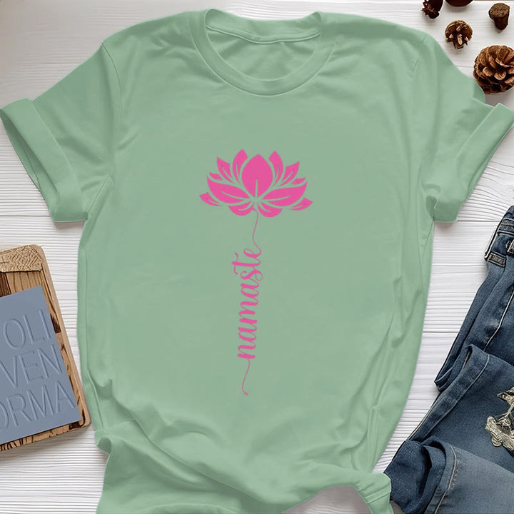 T-shirt in cotone Olivenorma Namaste Lotus Yoga - Verde chiaro - 2XL - image 16