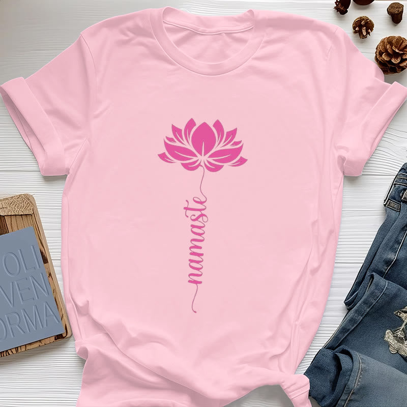 T-shirt in cotone Olivenorma Namaste Lotus Yoga - Rosa - 2XL - image 12