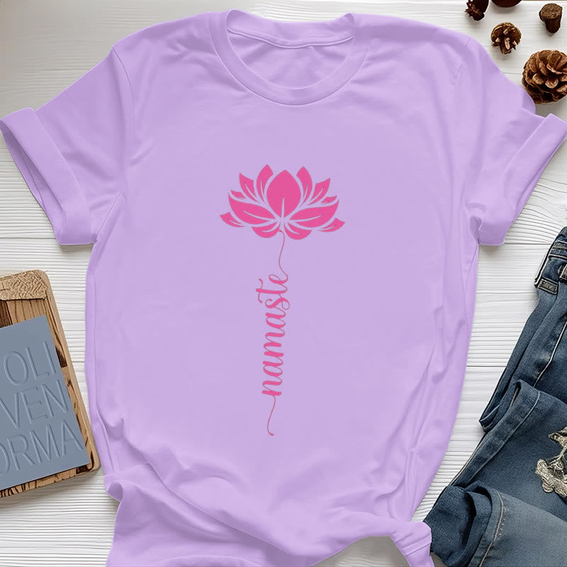 T-shirt in cotone Olivenorma Namaste Lotus Yoga - Viola - 2XL - image 14