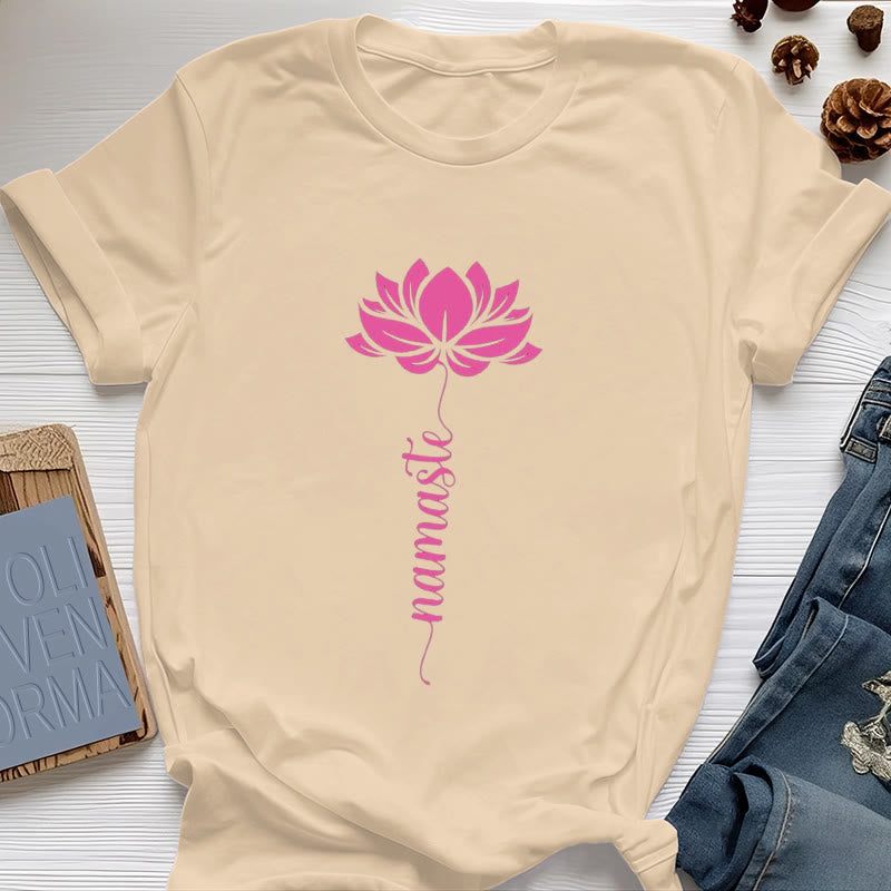 T-shirt in cotone Olivenorma Namaste Lotus Yoga - Giallo - 2XL - image 11