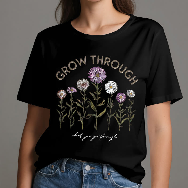 Maglietta con grafica floreale Olivenorma Grow Through