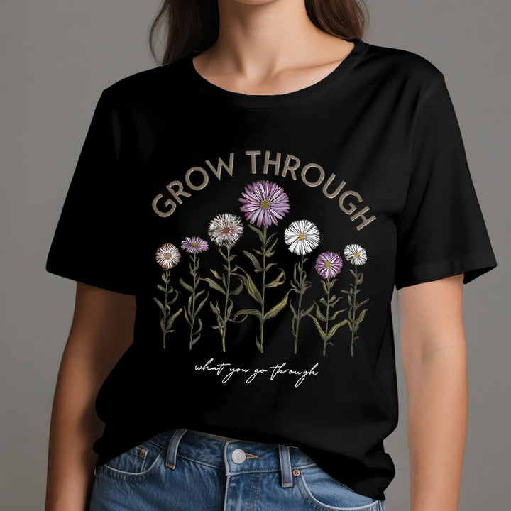 Maglietta con grafica floreale Olivenorma Grow Through