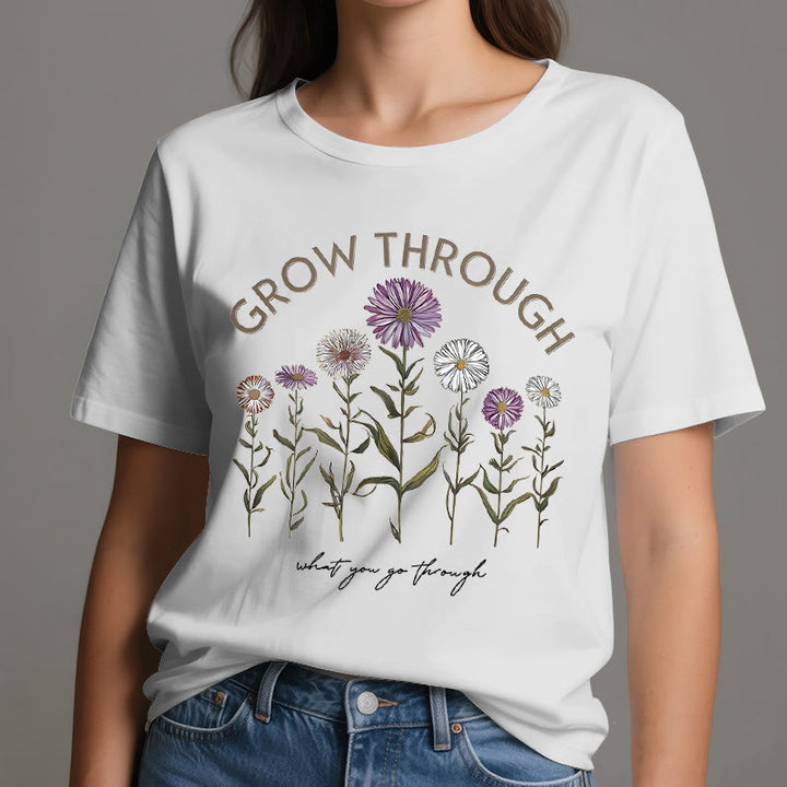 Maglietta con grafica floreale Olivenorma Grow Through