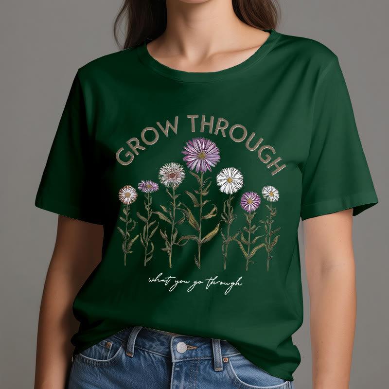 Maglietta con grafica floreale Olivenorma Grow Through
