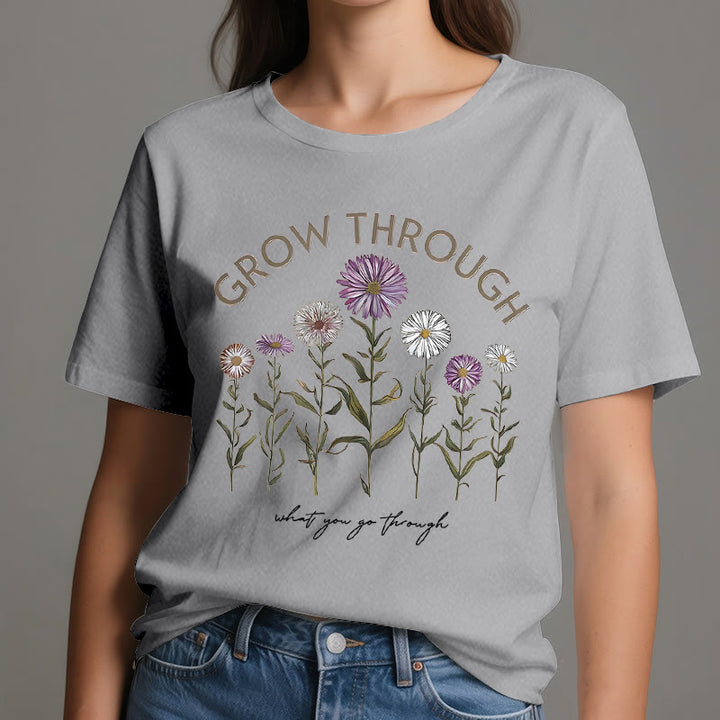 Maglietta con grafica floreale Olivenorma Grow Through