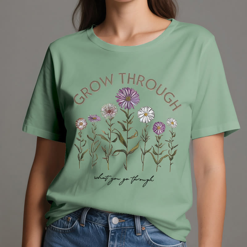 Maglietta con grafica floreale Olivenorma Grow Through