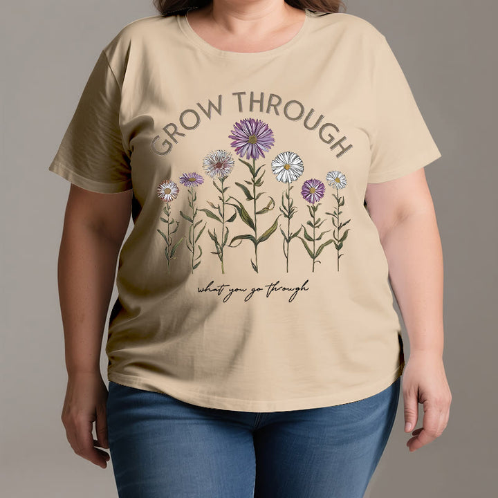 Maglietta con grafica floreale Olivenorma Grow Through