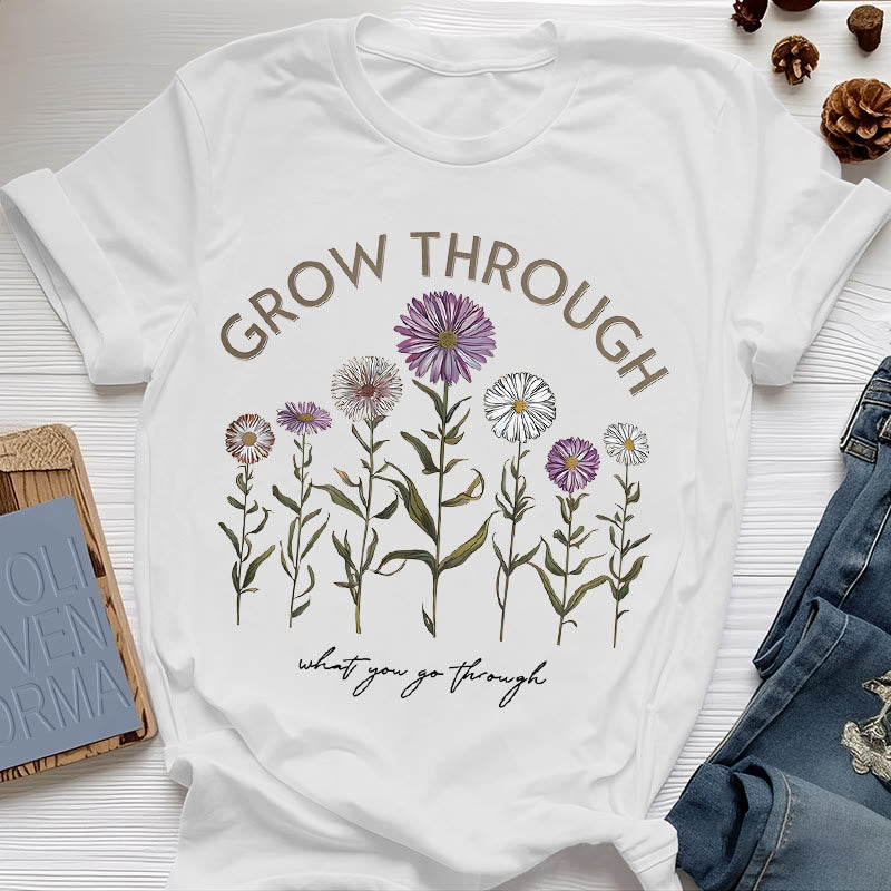 Maglietta con grafica floreale Olivenorma Grow Through