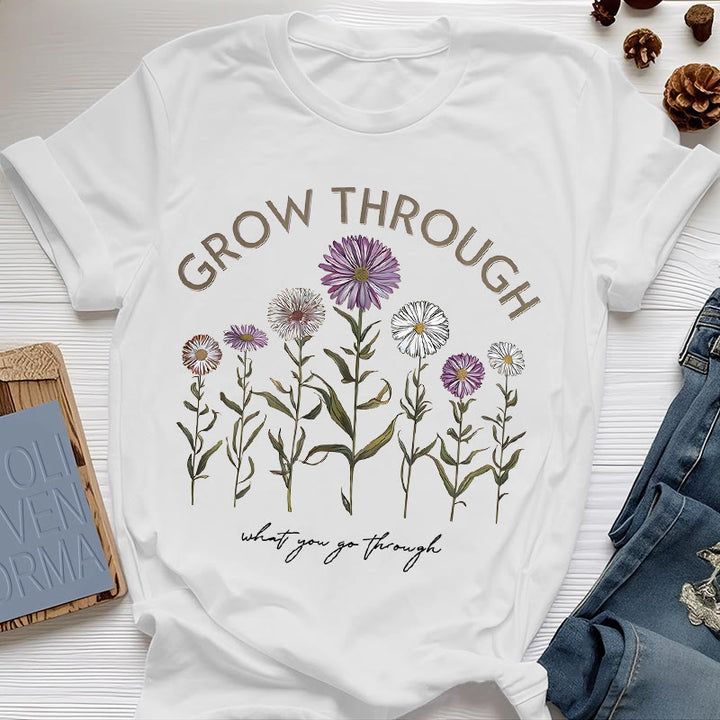 Maglietta con grafica floreale Olivenorma Grow Through
