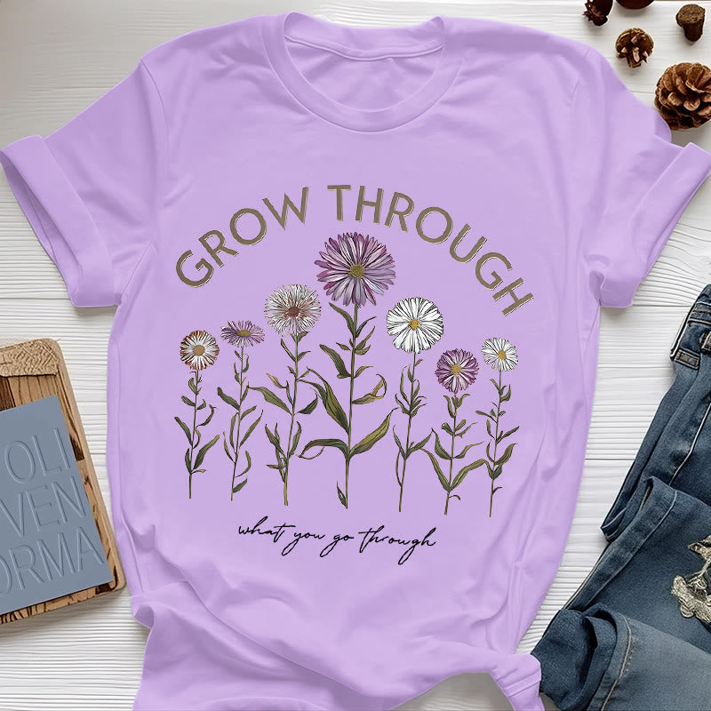 Maglietta con grafica floreale Olivenorma Grow Through - Viola - 2XL - image 14