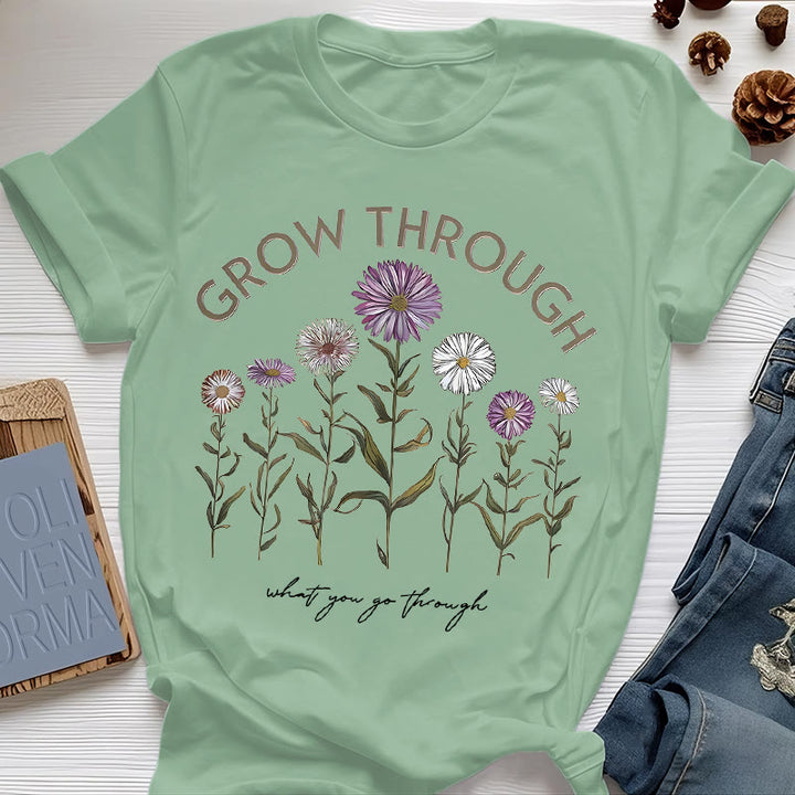 Maglietta con grafica floreale Olivenorma Grow Through