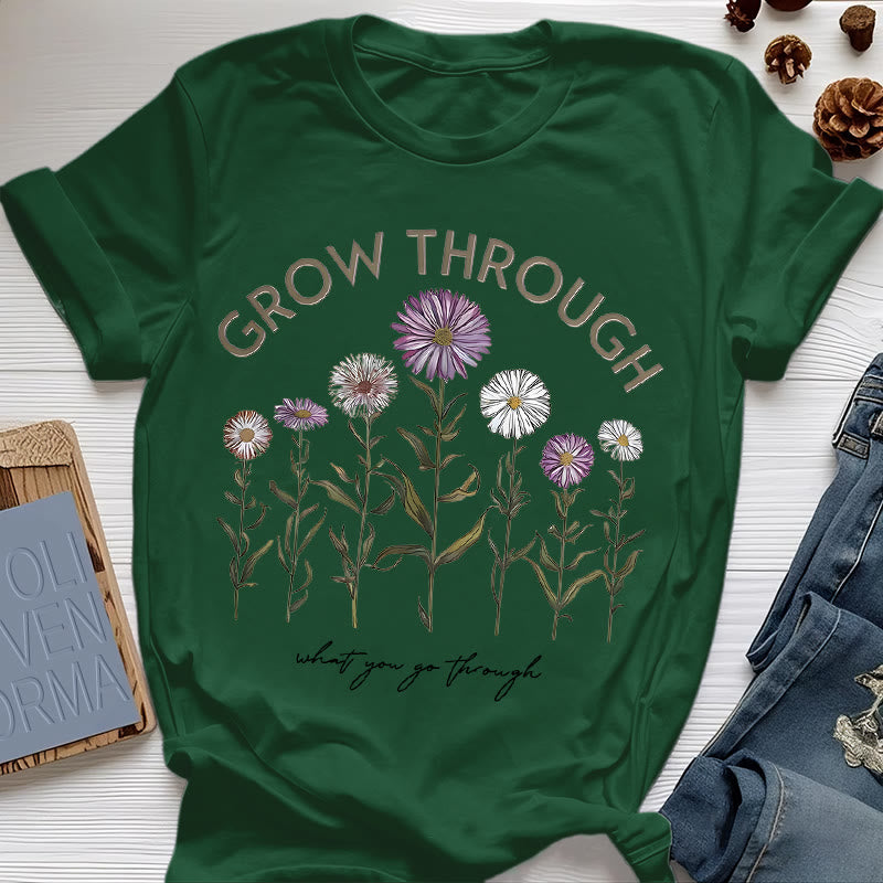 Maglietta con grafica floreale Olivenorma Grow Through - Verde scuro - 2XL - image 18