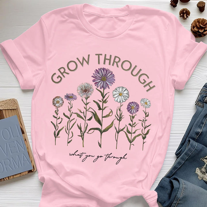 Maglietta con grafica floreale Olivenorma Grow Through