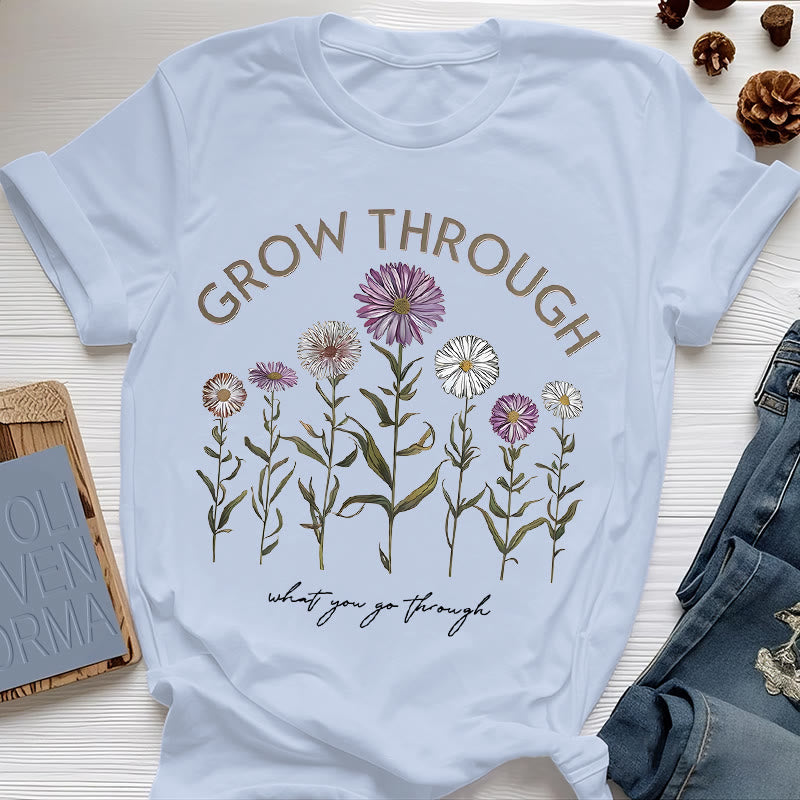 Maglietta con grafica floreale Olivenorma Grow Through