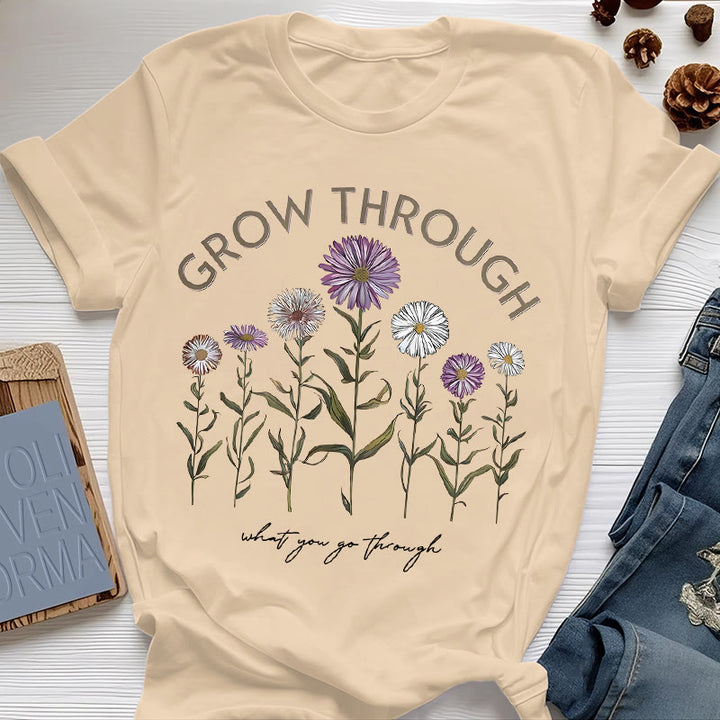 Maglietta con grafica floreale Olivenorma Grow Through