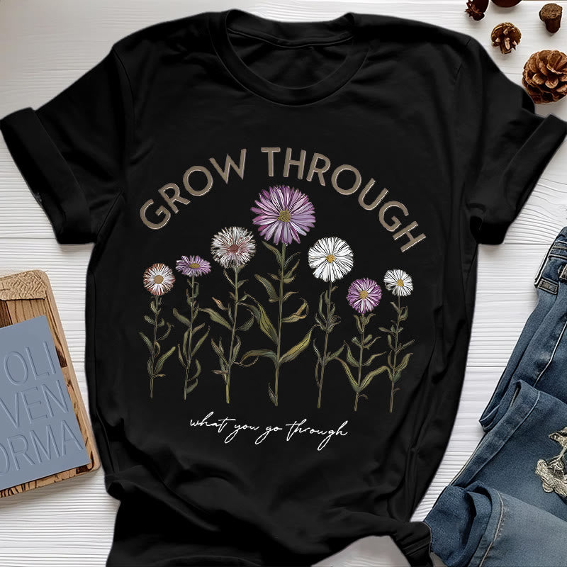 Maglietta con grafica floreale Olivenorma Grow Through - Nero - 2XL - image 6