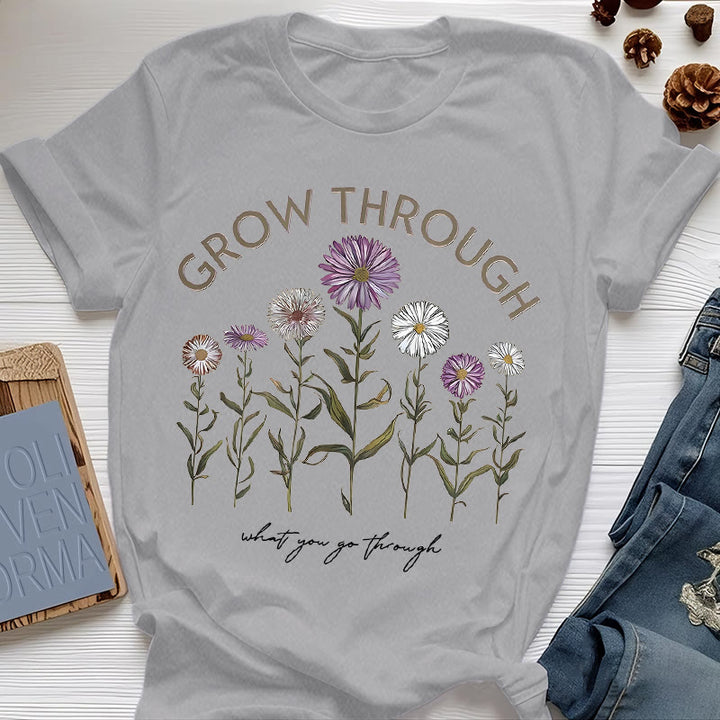 Maglietta con grafica floreale Olivenorma Grow Through