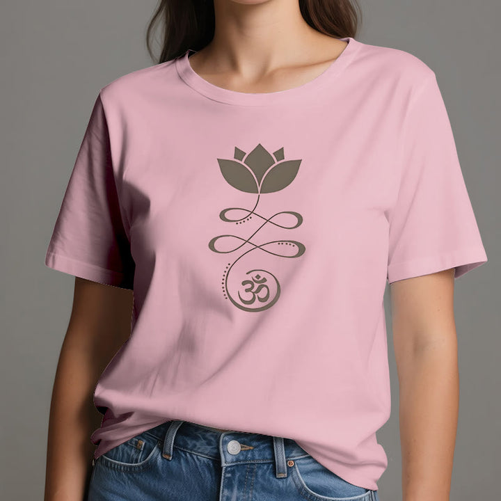 T-shirt Olivenorma Yoga Fiore di loto simbolo Om