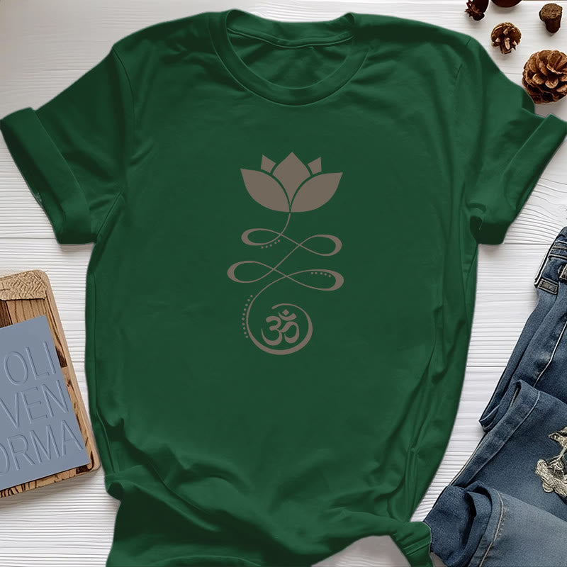 T-shirt Olivenorma Yoga Fiore di loto simbolo Om - Verde scuro - 2XL - image 0