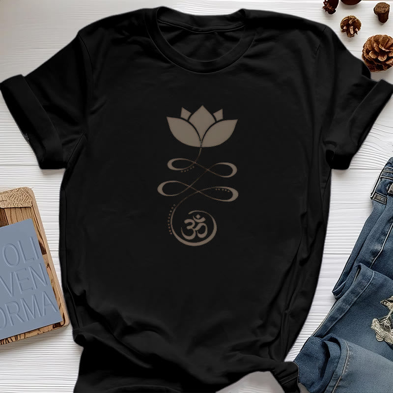T-shirt Olivenorma Yoga Fiore di loto simbolo Om - Nero - 2XL - image 8