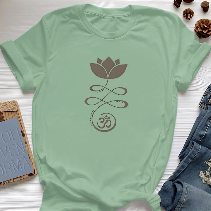T-shirt Olivenorma Yoga Fiore di loto simbolo Om