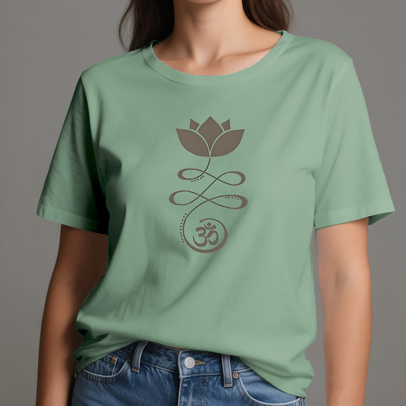 T-shirt Olivenorma Yoga Fiore di loto simbolo Om