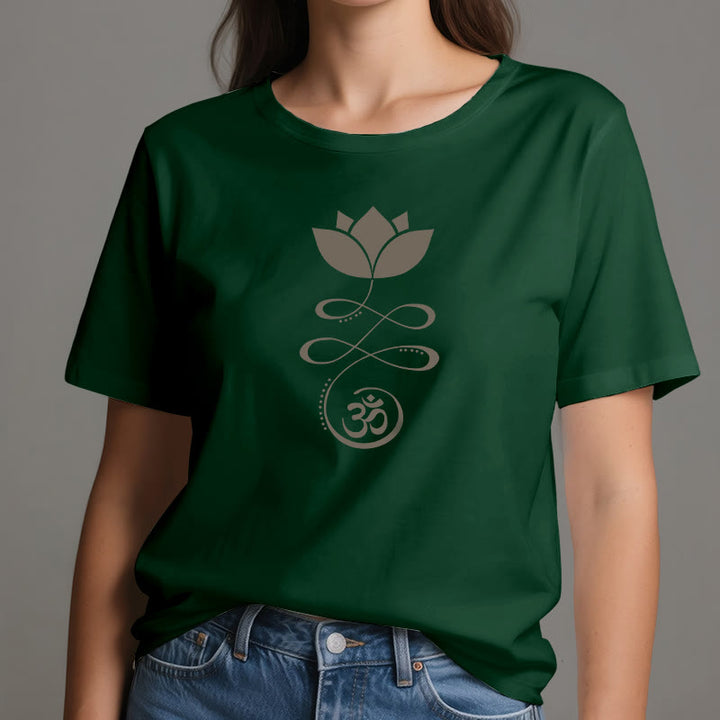 T-shirt Olivenorma Yoga Fiore di loto simbolo Om