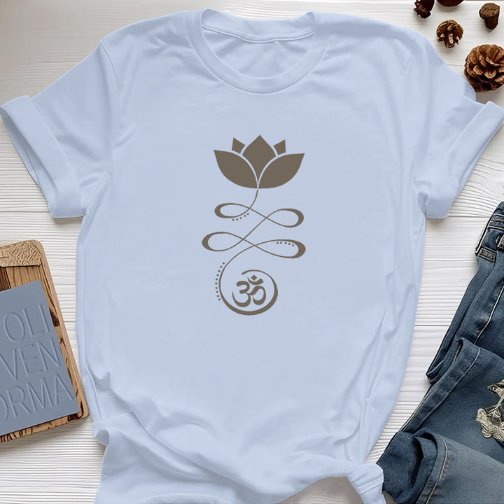 T-shirt Olivenorma Yoga Fiore di loto simbolo Om