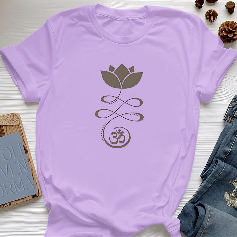 T-shirt Olivenorma Yoga Fiore di loto simbolo Om