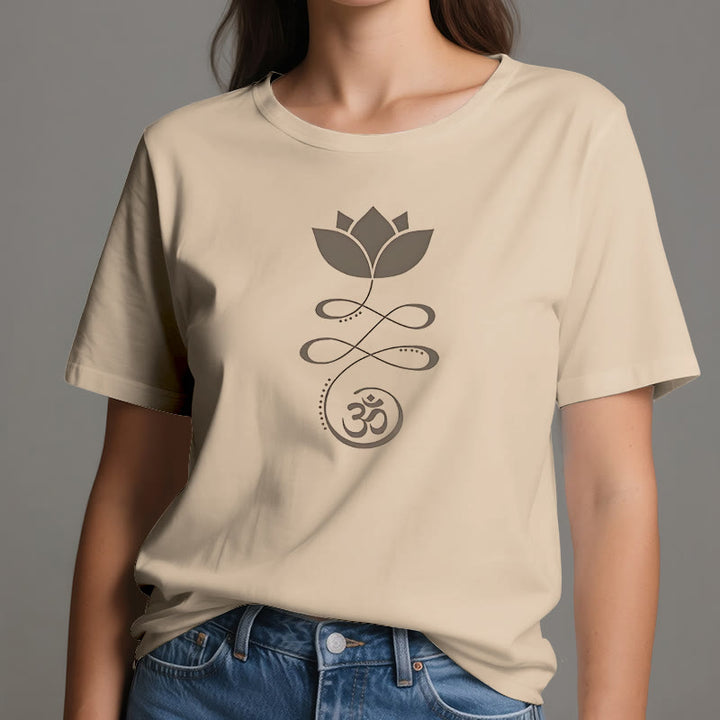 T-shirt Olivenorma Yoga Fiore di loto simbolo Om