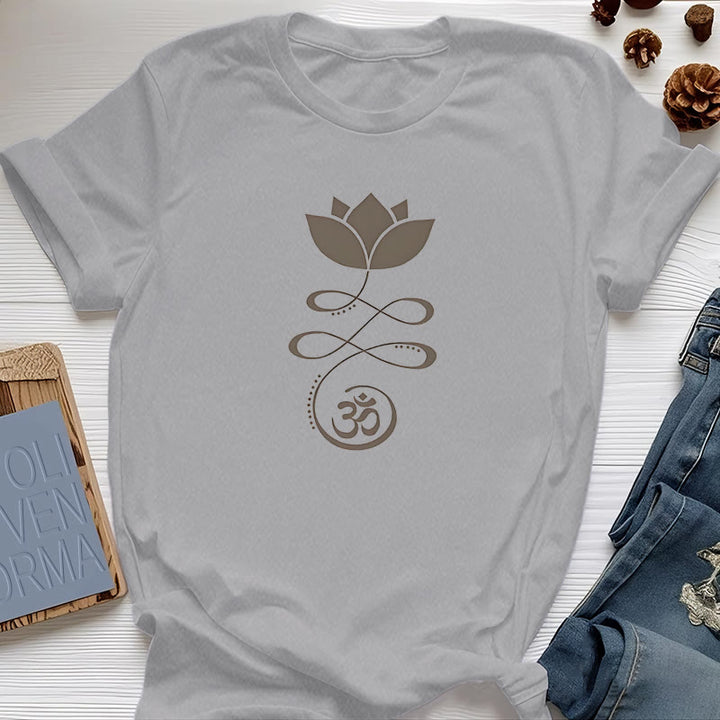 T-shirt Olivenorma Yoga Fiore di loto simbolo Om