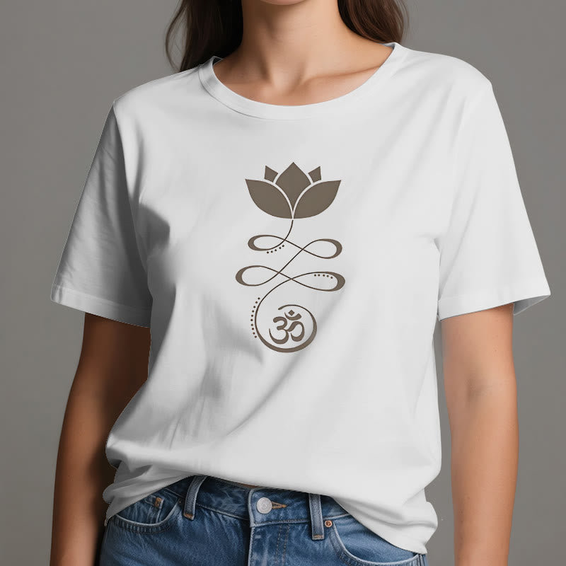T-shirt Olivenorma Yoga Fiore di loto simbolo Om