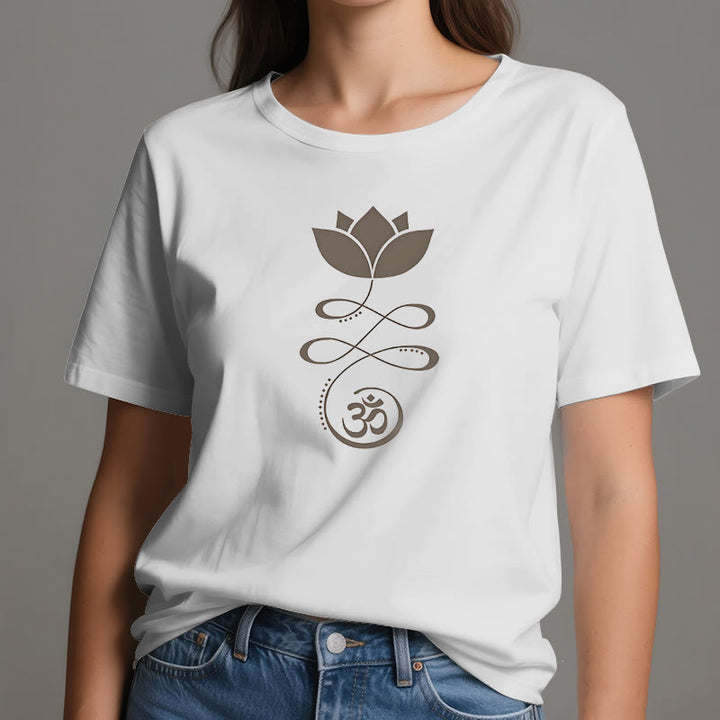 T-shirt Olivenorma Yoga Fiore di loto simbolo Om
