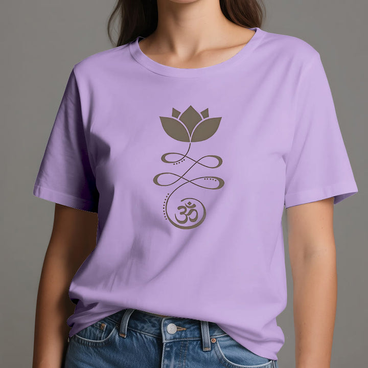 T-shirt Olivenorma Yoga Fiore di loto simbolo Om