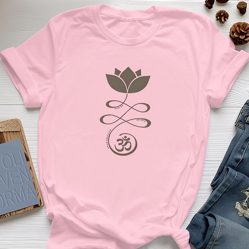 T-shirt Olivenorma Yoga Fiore di loto simbolo Om - Rosa - 2XL - image 0