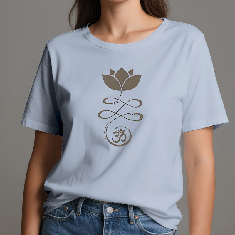 T-shirt Olivenorma Yoga Fiore di loto simbolo Om